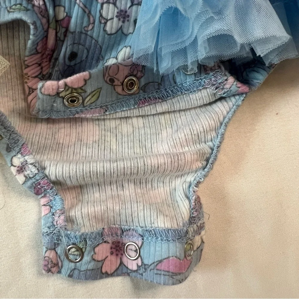 Disney Baby Tutu Onesie Dress Bundle Winnie the Pooh & Stitch Tulle 0-6 Months